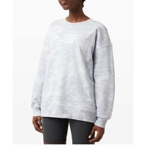 Lululemon Perfectly Oversized Crew Women L Lavender Grey Camo Excellent Pullover